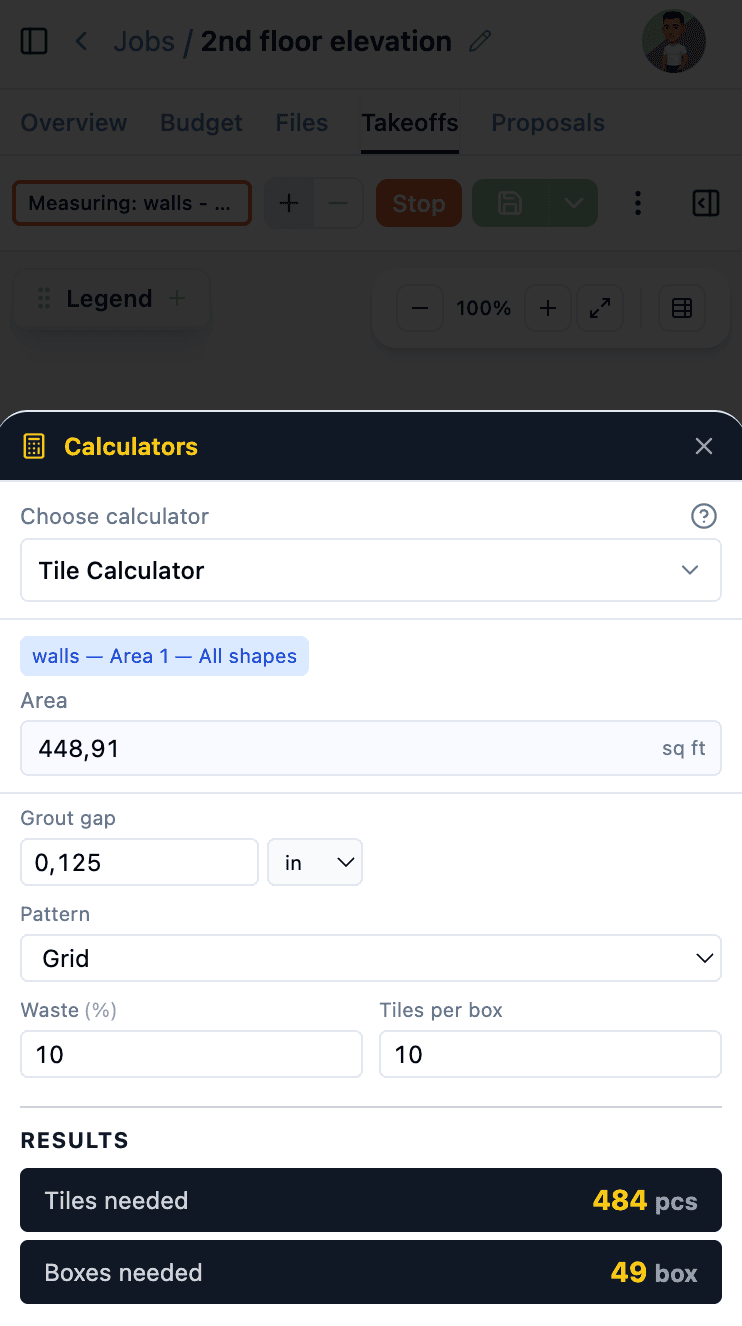 The Blocks calculator on mobile