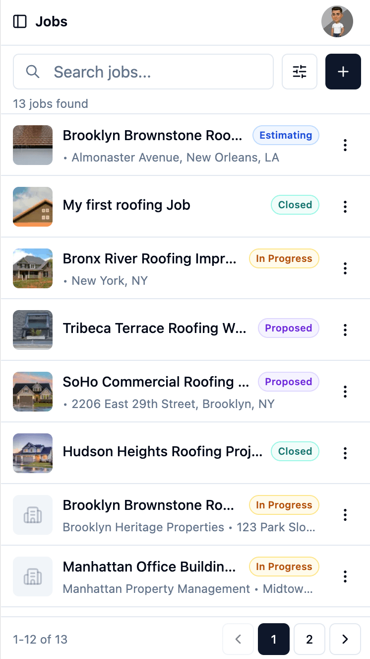 The Blocks on mobile — Jobs list view