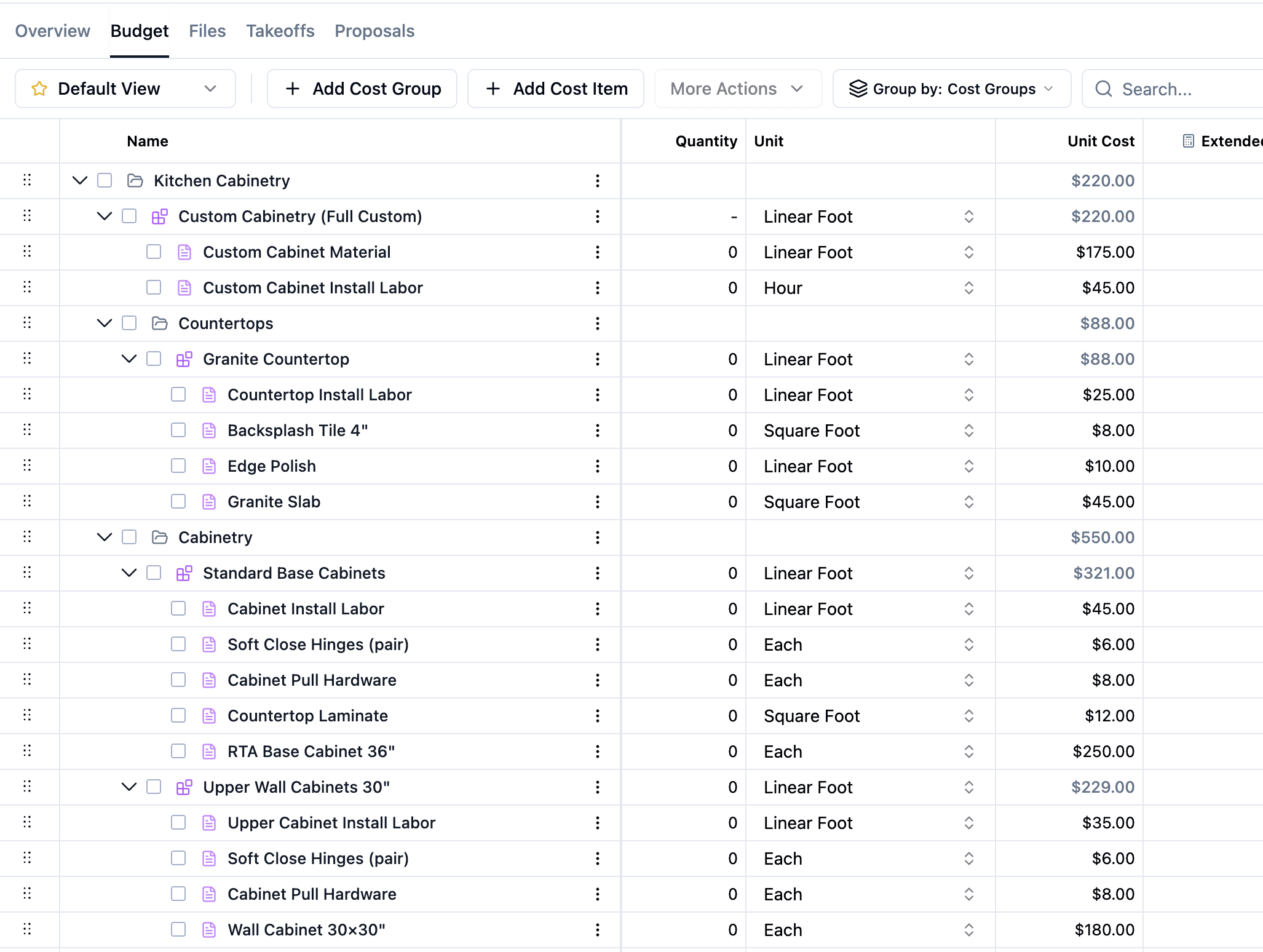 From Takeoff Straight to Budget